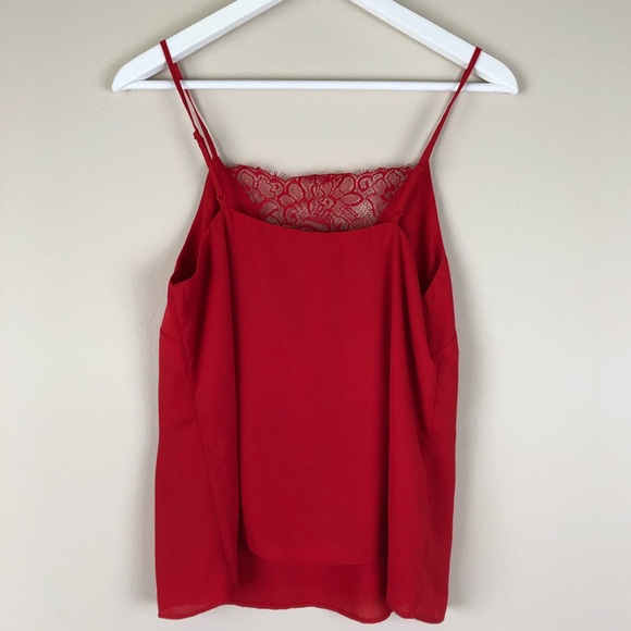 WAYF Vibrant Red Lace Cami Tank Top Blouse Small - Picture 3 of 5